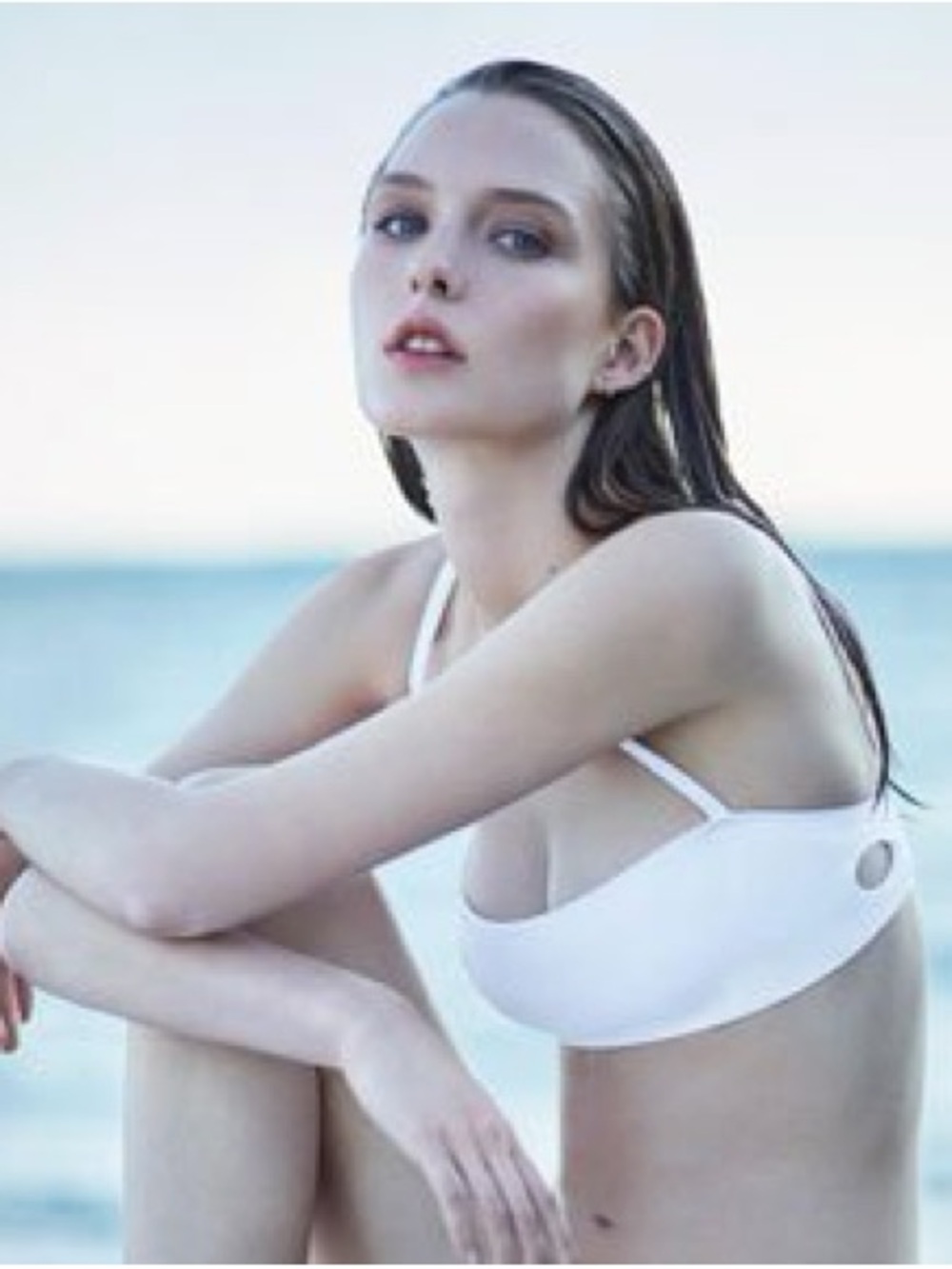 allSisters JEAN ARP Minimal Cutout Swim Bikini Bralette Top White